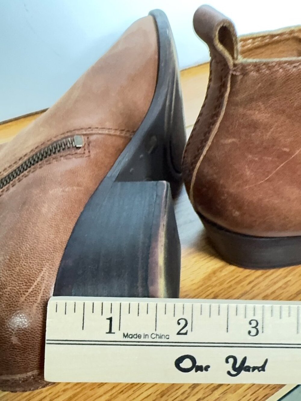 Lucky Brand Basel Leather Ankle Booties Women's 8.5 Brown Side Zip Block Heel - Picture 13 of 14
